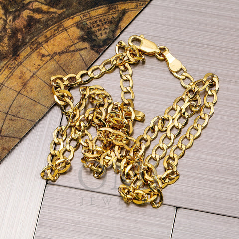 10K Yellow Gold 2.62mm Hollow Cuban Link Chain Available In Sizes 18