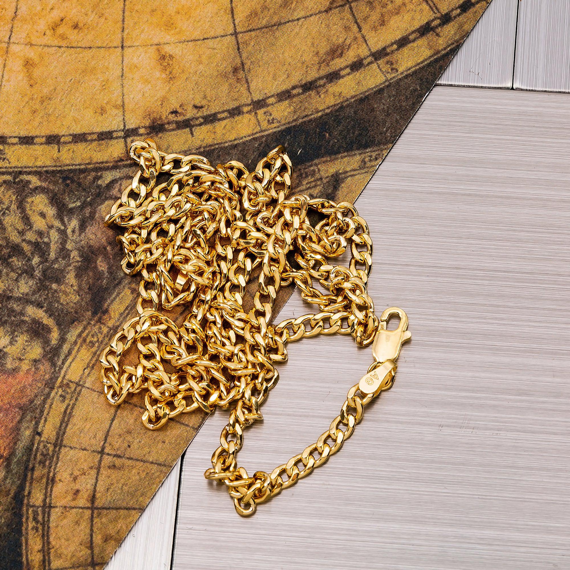 10K Yellow Gold 3mm Hollow Cuban Chain Available In Sizes 18"-26"
