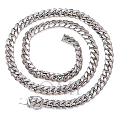 10k White Gold 8mm Solid Cuban Link Chain Available In Sizes 18