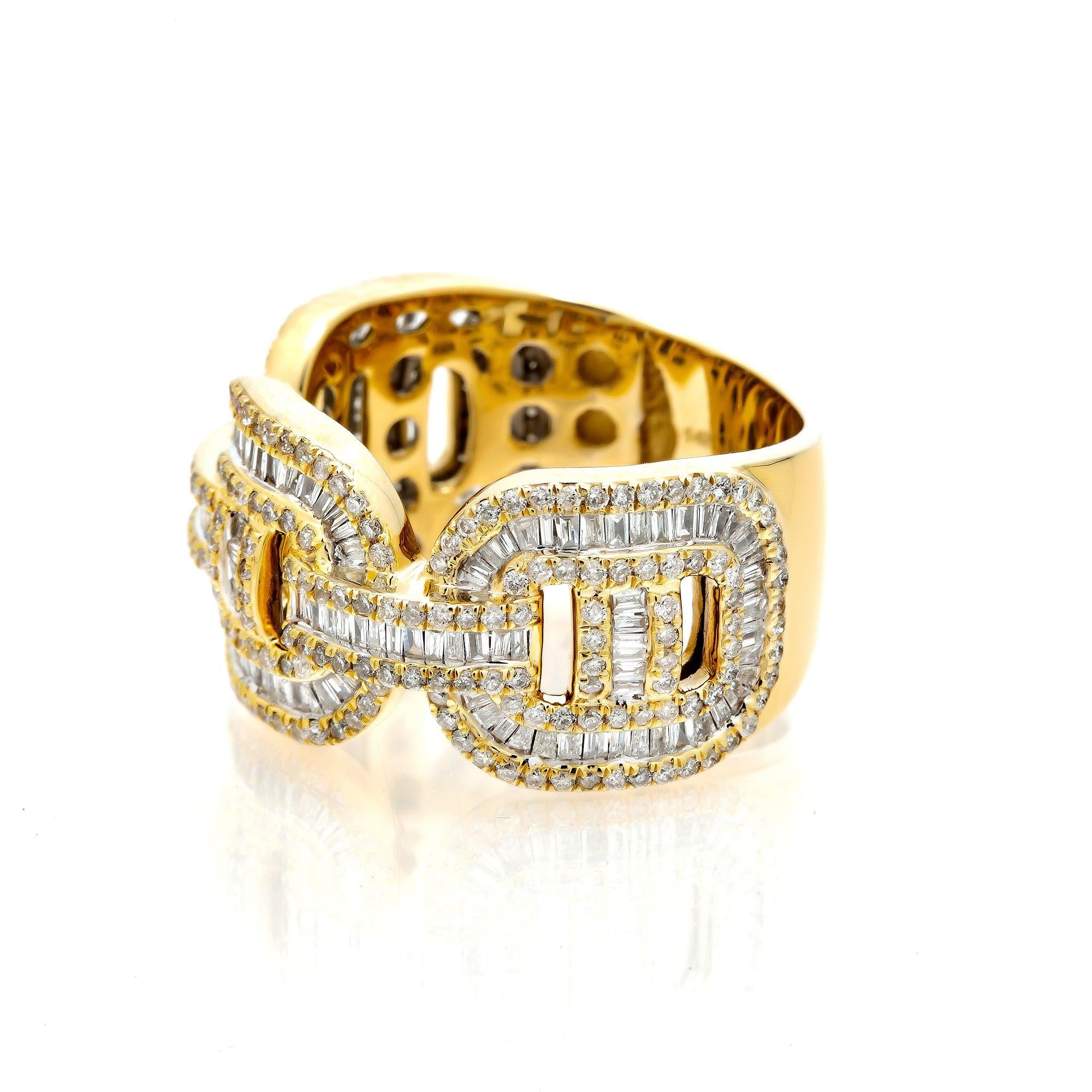 14K GOLD GUCCI BAGUETTE DIAMOND RING 2 CT