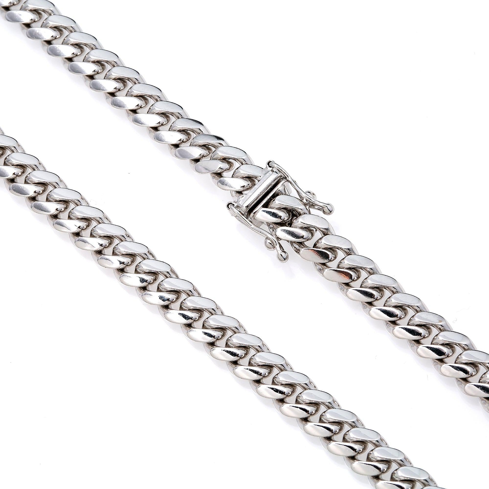 10k White Gold 6mm Solid Cuban Link Chain Available In Sizes 18"-26"
