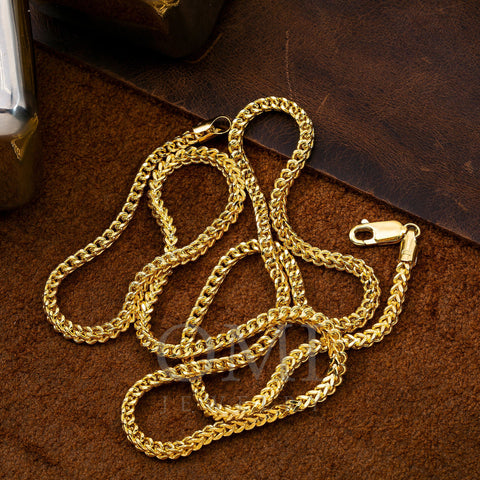 10K Yellow Gold 2.75mm Hollow Franco Chain Available In Sizes 18