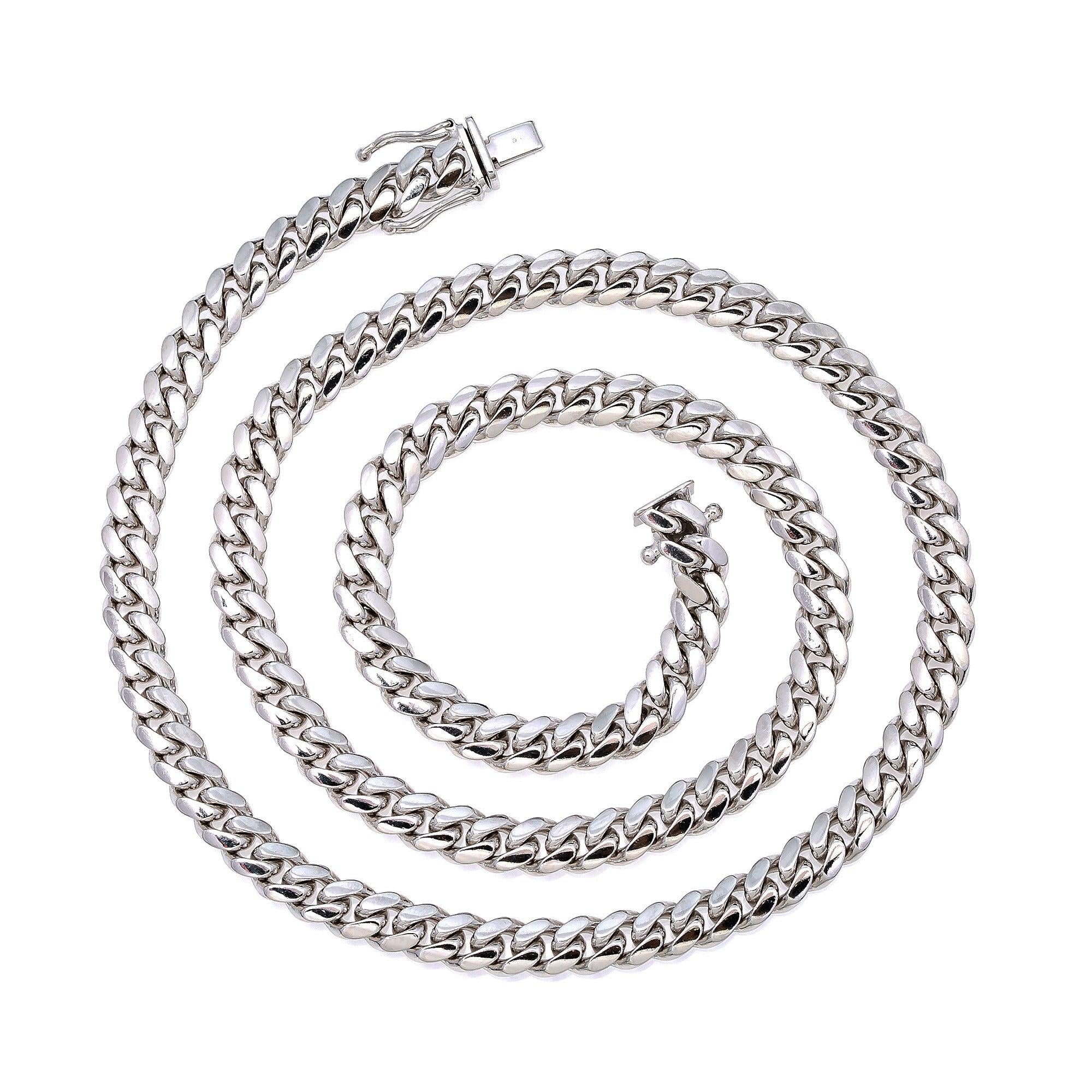 10k White Gold 6mm Solid Cuban Link Chain Available In Sizes 18"-26"