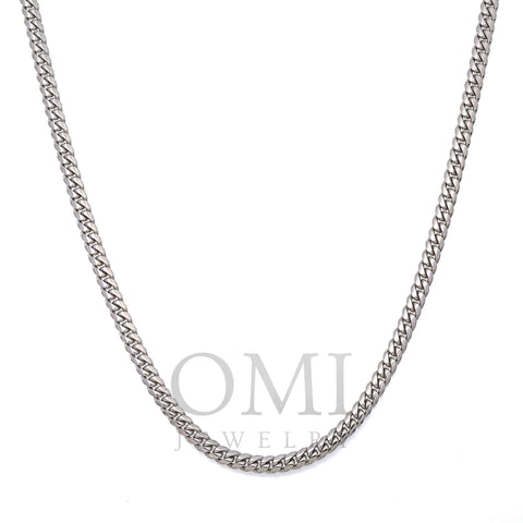 10k White Gold 3mm Solid Cuban Link Chain Available In Sizes 18