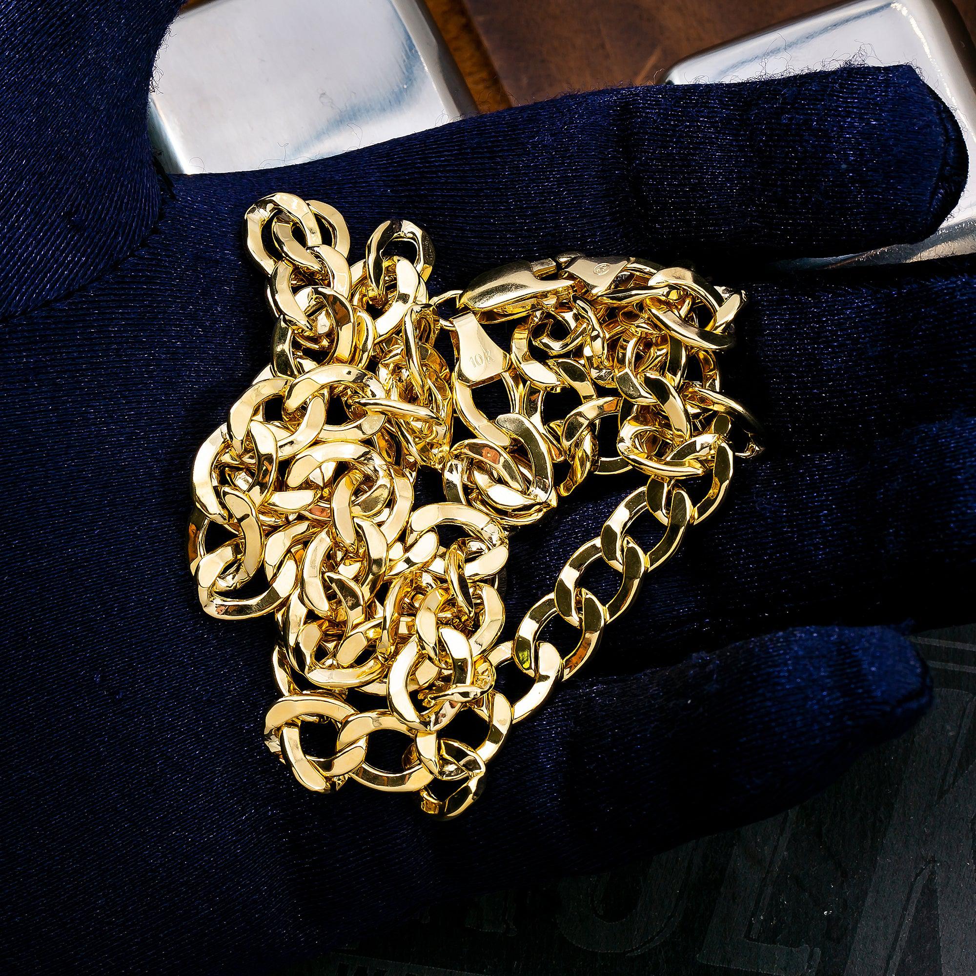 10K Yellow Gold 5mm Hollow Cuban Link Chain Available In Sizes 18