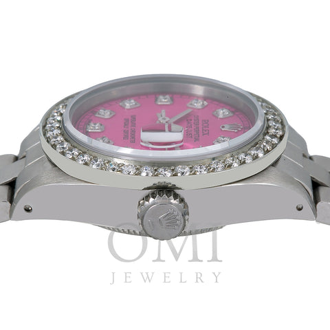Rolex Oyster Perpetual Diamond Watch, Datejust 6916 26mm, Pink Diamond Dial With 0.90 CT Diamonds