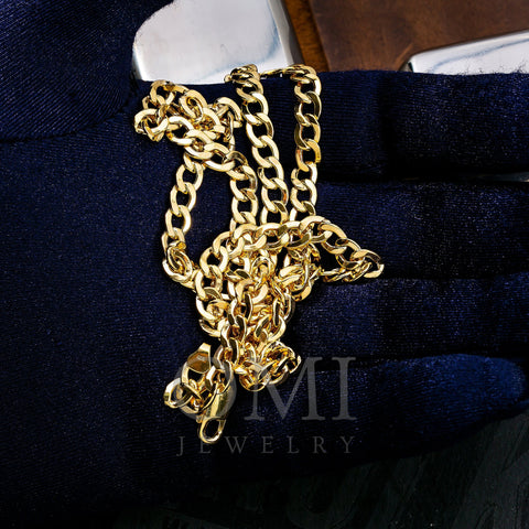 10K Yellow Gold 6.26mm Hollow Cuban Link Chain Available In Sizes 18