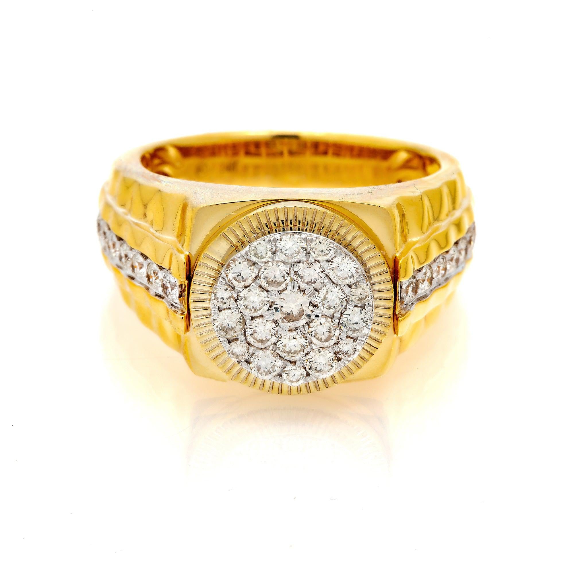 14K GOLD ROUND DIAMOND CLUSTER RING 1.15 CT