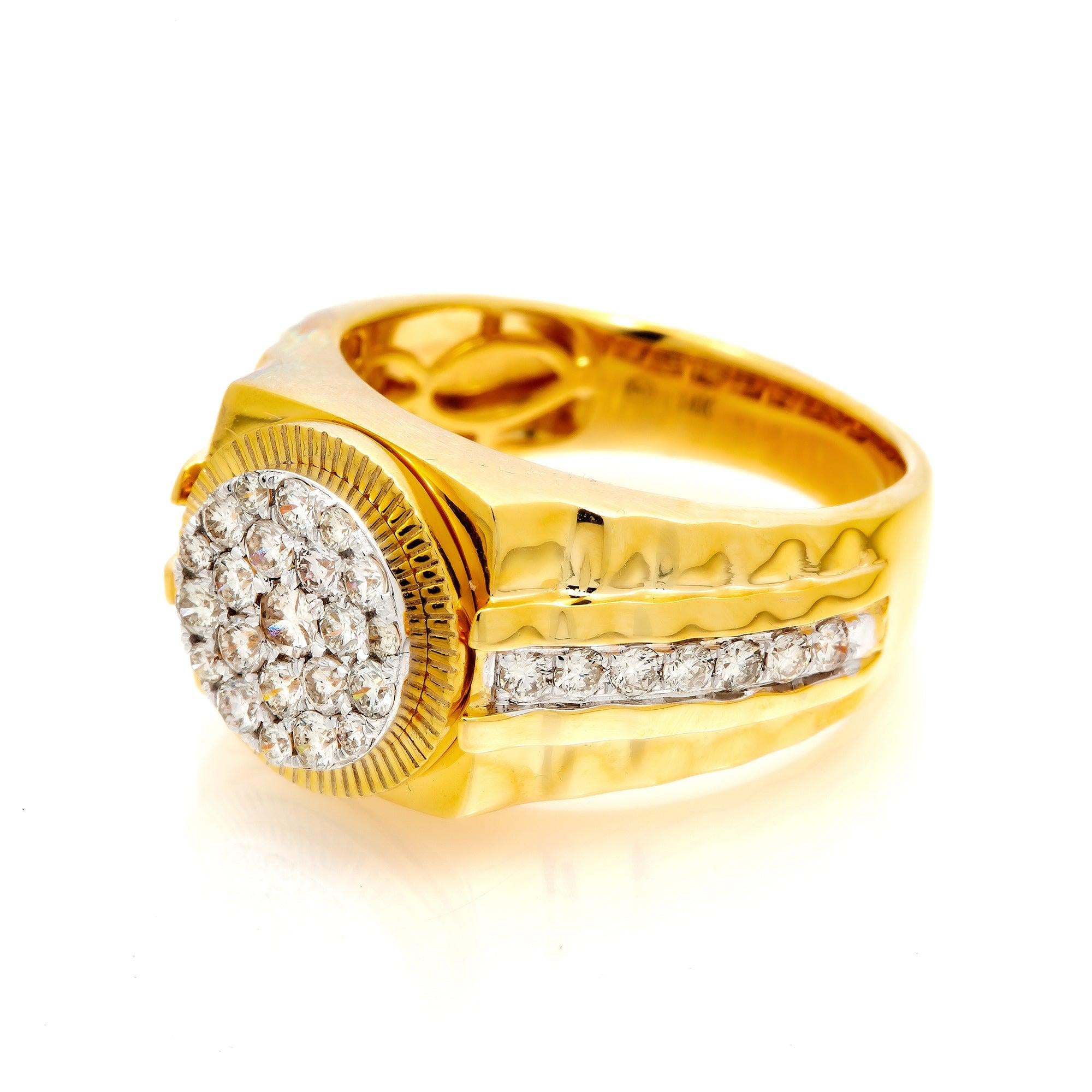 14K GOLD ROUND DIAMOND CLUSTER RING 1.15 CT