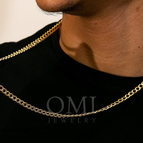 10K Yellow Gold 5mm Hollow Cuban Link Chain Available In Sizes 18