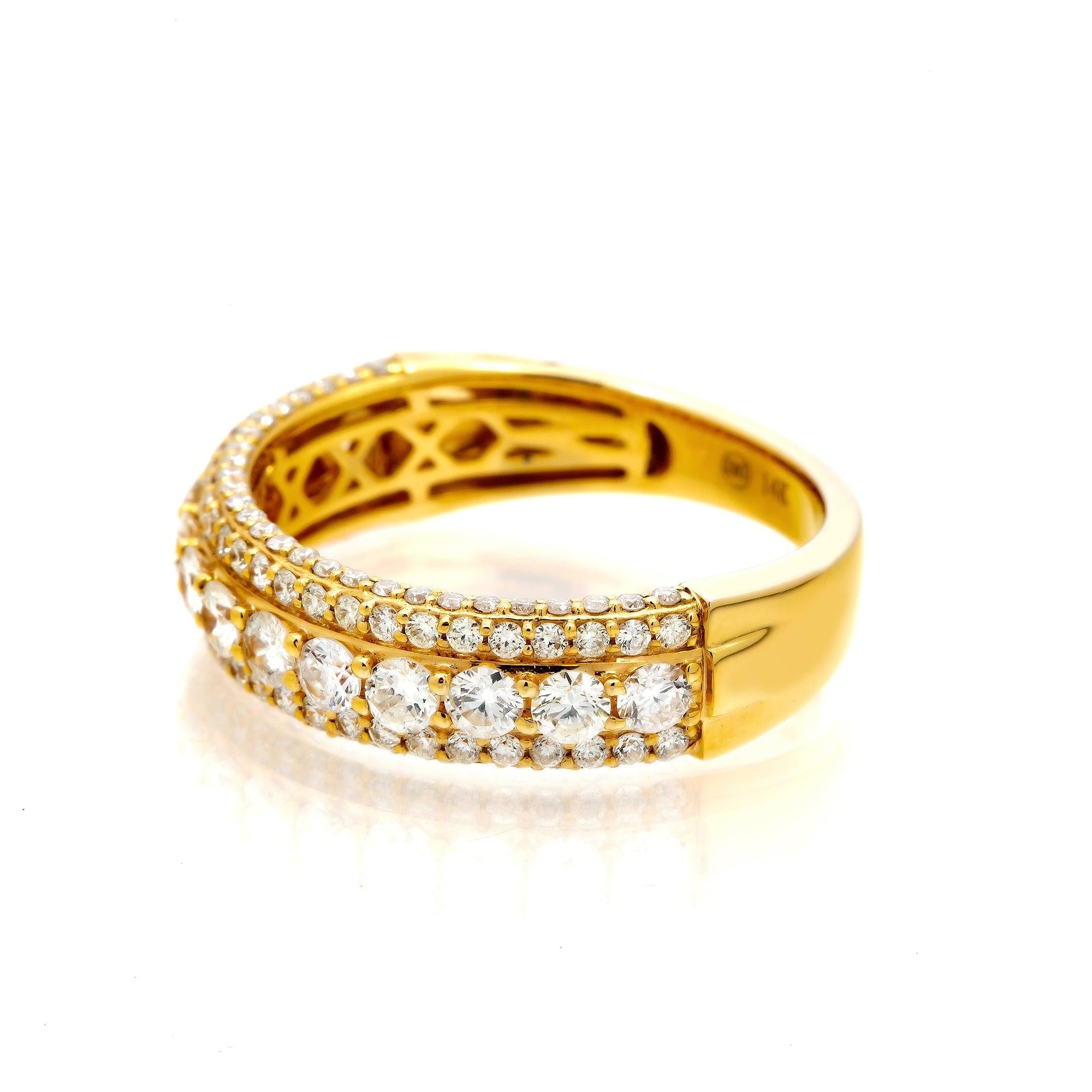14K GOLD DIAMOND HALF ETERNITY BAND RING 1.75 CT
