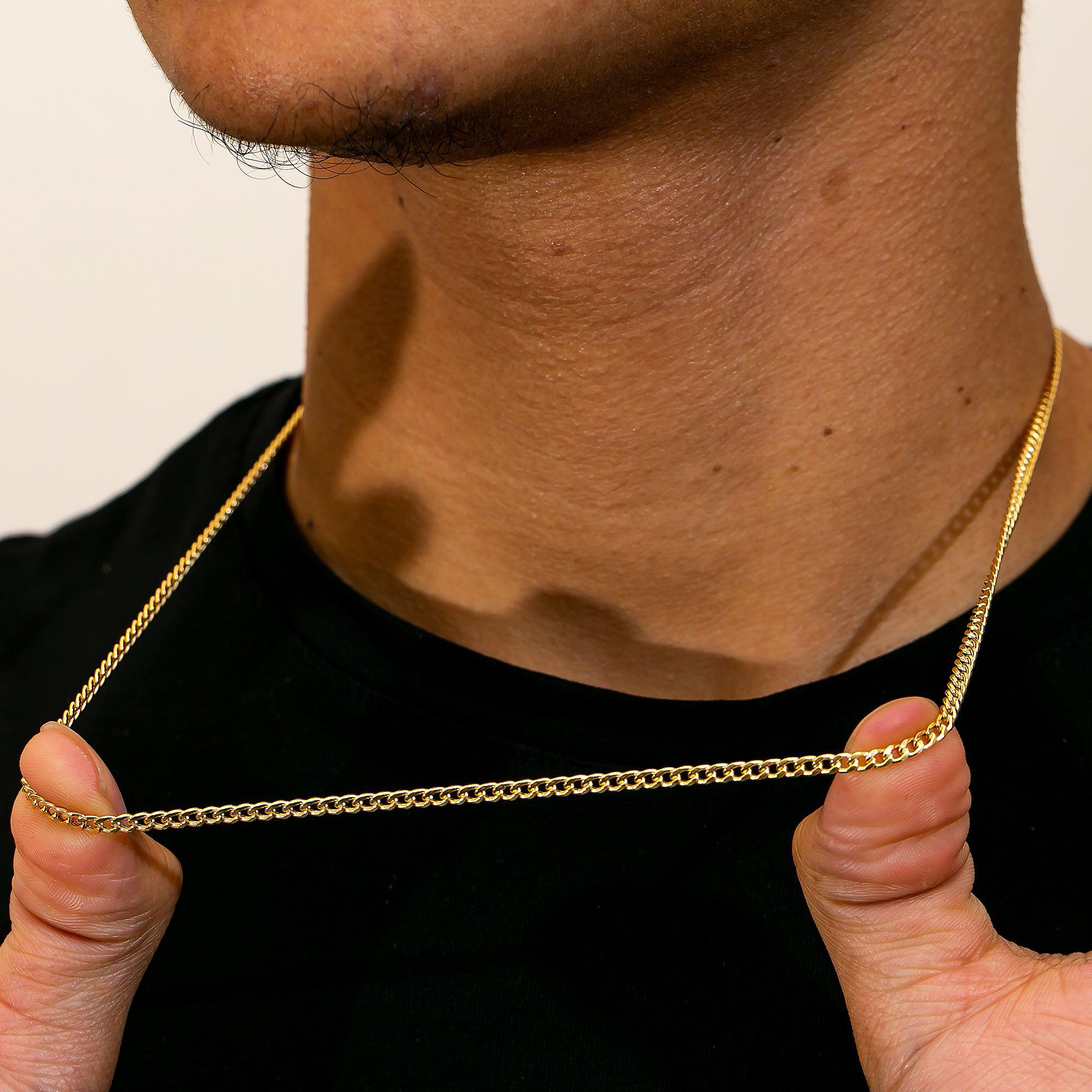 10K Yellow Gold 3mm Hollow Cuban Chain Available In Sizes 18"-26"