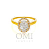 14K GOLD DIAMOND OVAL HALO CLUSTER RING 0.55 CT