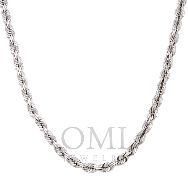 10k White Gold 6mm Solid Rope Chain Available In Sizes 18-26 - OMI Jewelry