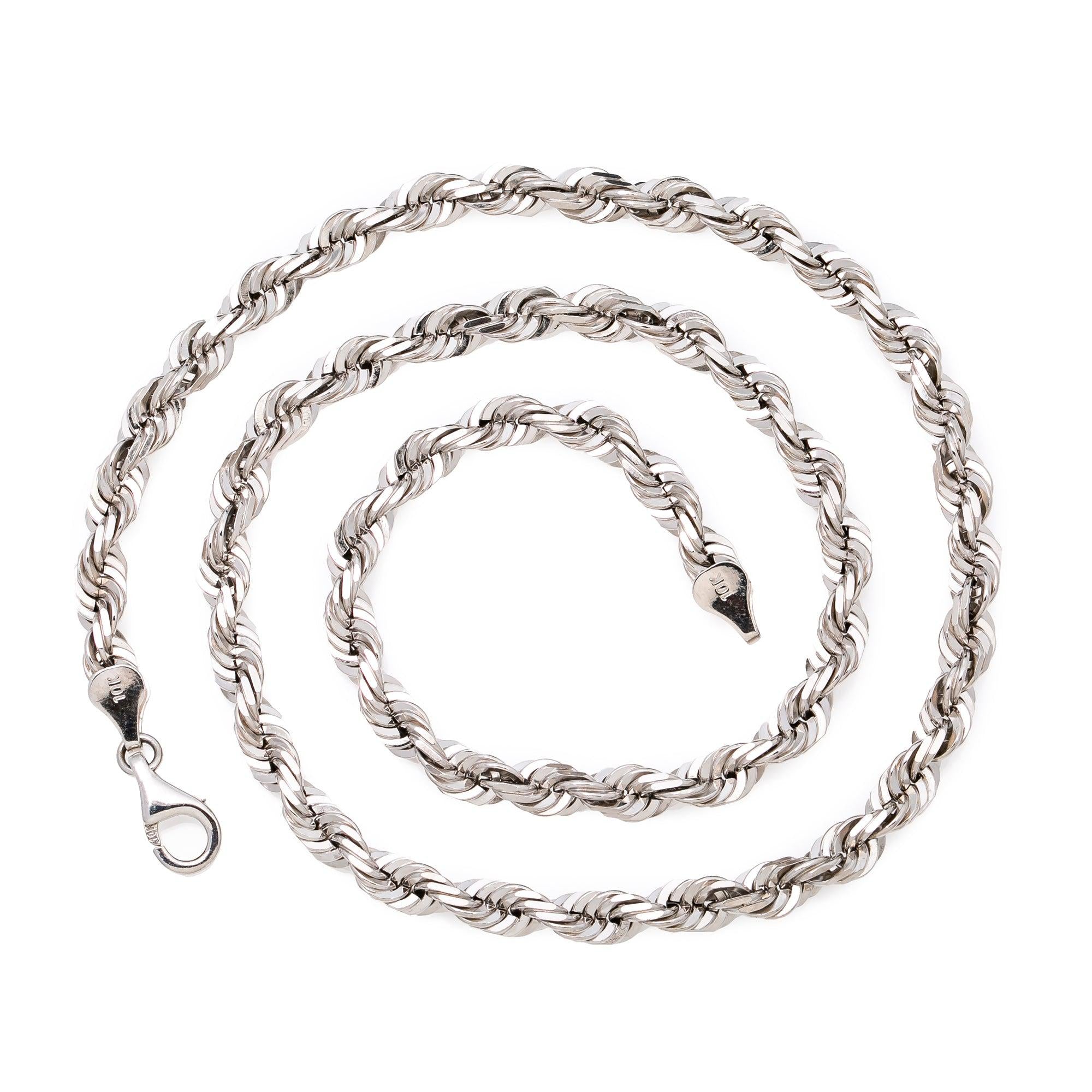 10K WHITE GOLD 6MM ROPE CHAIN