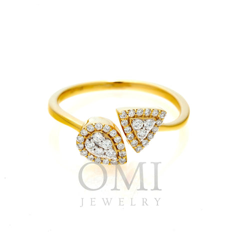 14K GOLD PEAR AND TRIANGLE TWO DIAMOND CLUSTER RING 0.25 CT