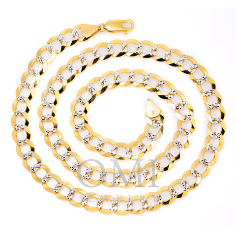 10k Yellow Gold 10mm Flat Diamond Cut Cuban Chain Available In Sizes 18