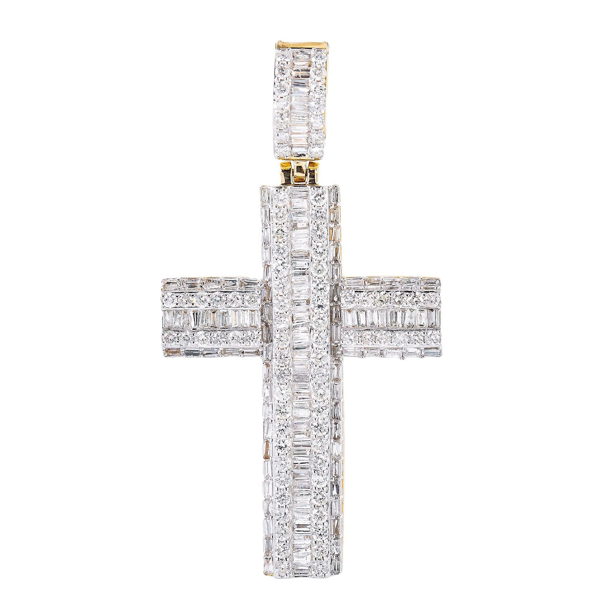 14K YELLOW GOLD DIAMOND CROSS 2.25 CT