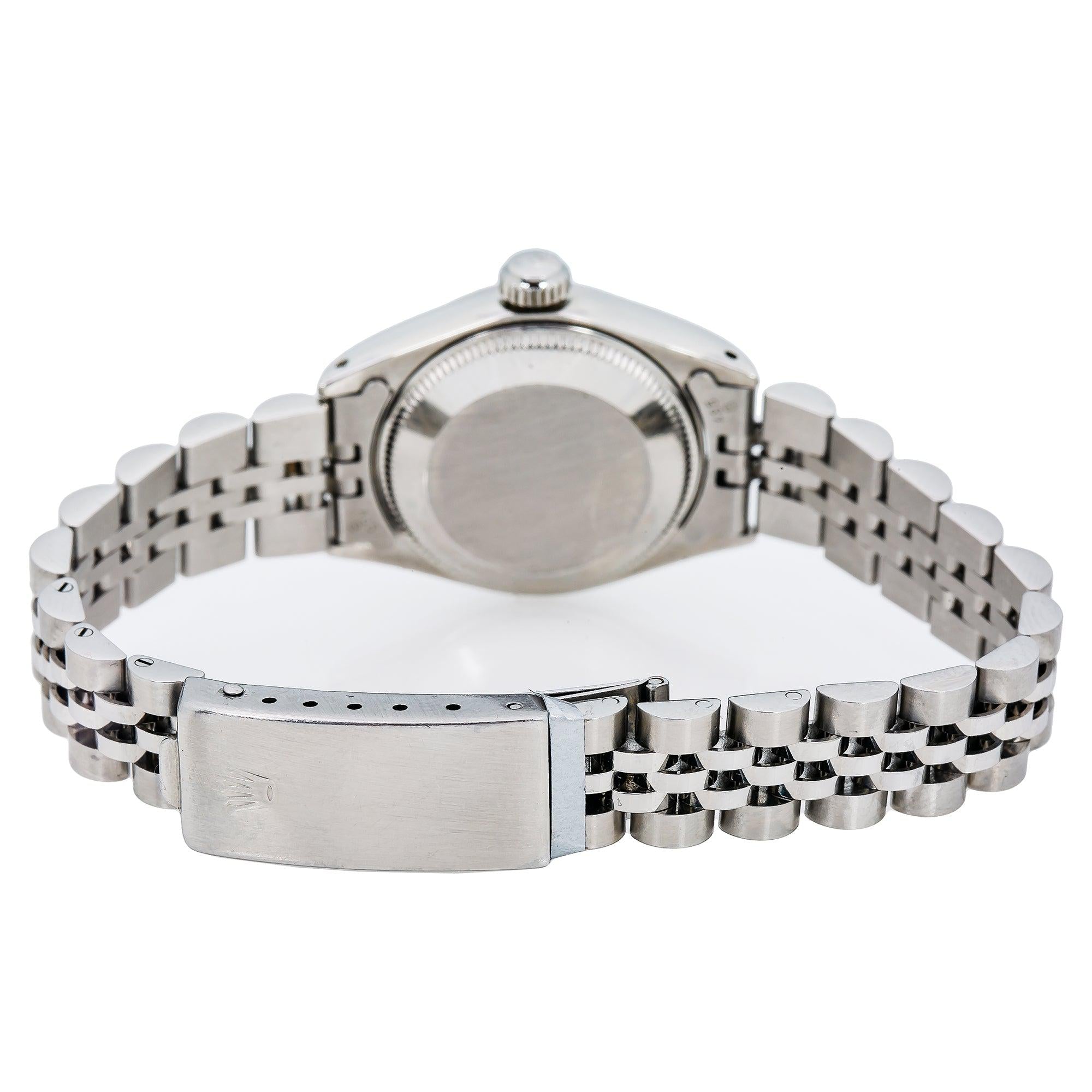 Rolex Datejust 26MM 6916 Blue Mother of Pearl Diamond Dial Smooth Bezel Stainless Steel Jubilee Bracelet