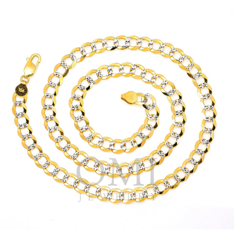 10k Yellow Gold 7mm Flat Diamond Cut Cuban Chain Available In Sizes 18