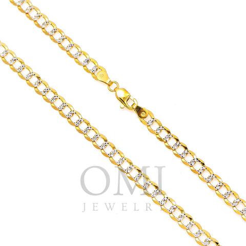 10k Yellow Gold 5mm Diamond Cut Flat Cuban Chain Available In Sizes 18
