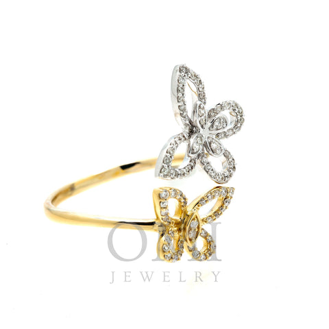 14K GOLD DIAMOND TWO TONE OPEN BUTTERFLY RING 0.30 CT