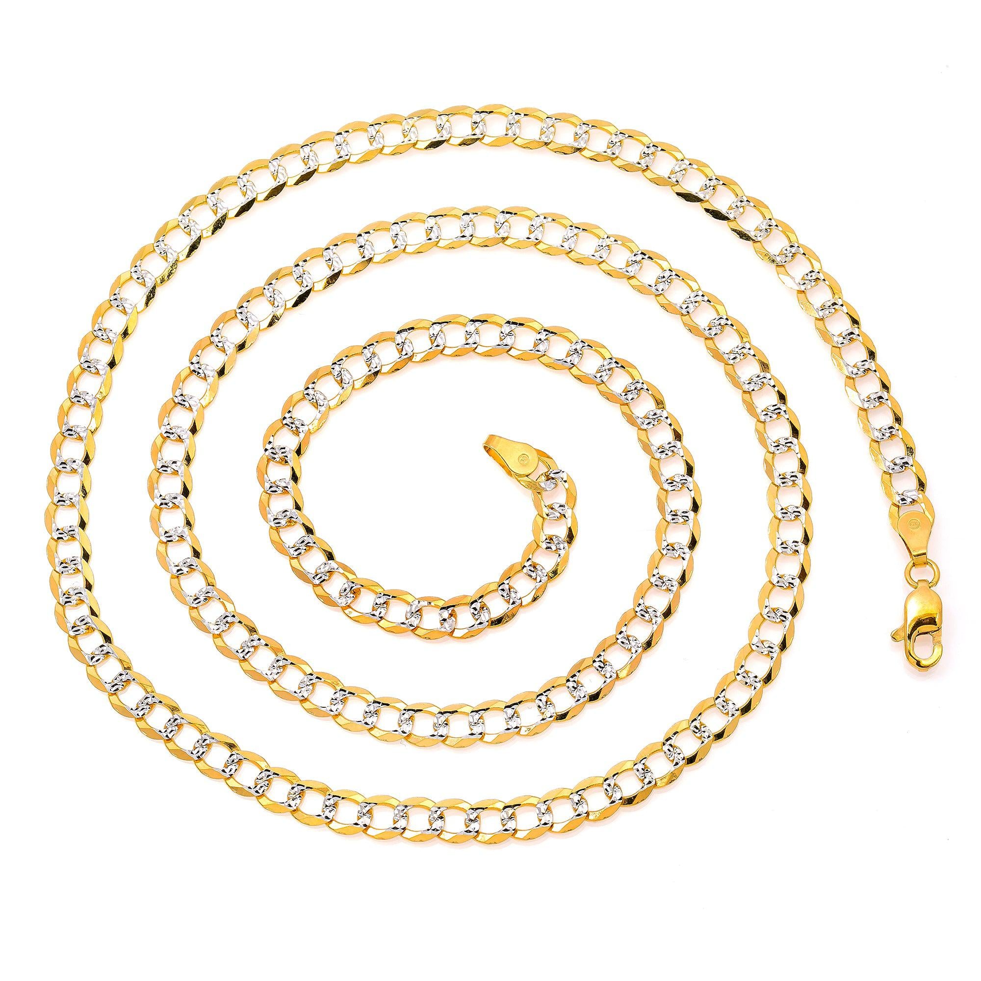 10k Yellow Gold 5mm Diamond Cut Flat Cuban Chain Available In Sizes 18"-26"