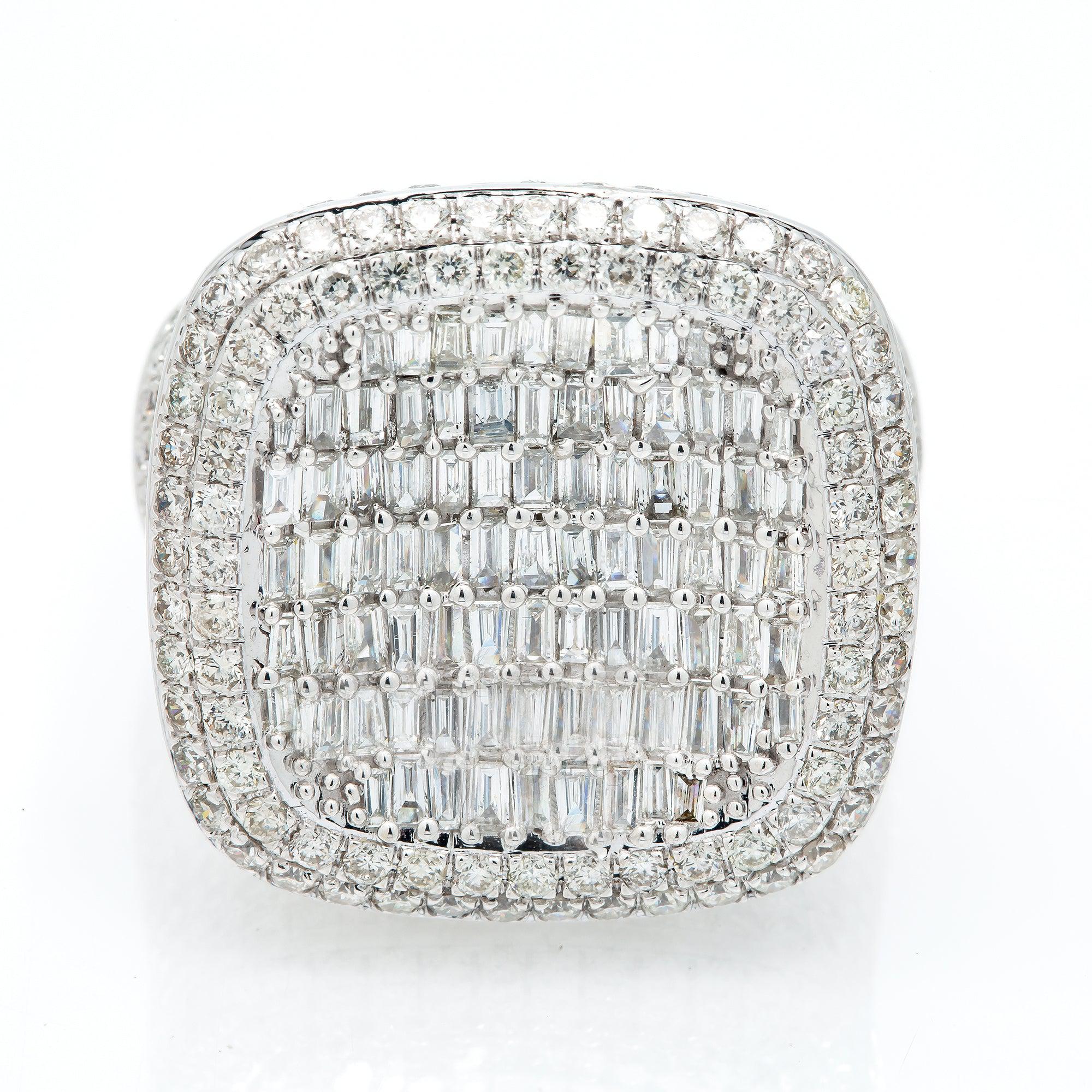 14K GOLD BAGUETTE DIAMOND SQUARE CONCAVE ROUNDED RING 5.35 CT