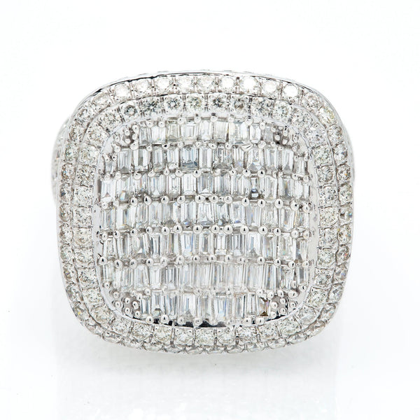 14K GOLD BAGUETTE DIAMOND SQUARE CONCAVE ROUNDED RING 5.35 CT - OMI Jewelry