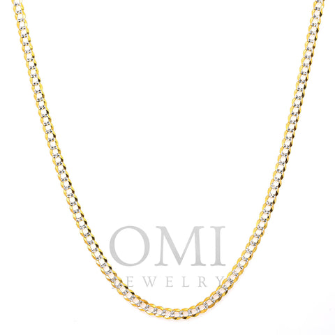 10k Hollow Yellow Gold 4mm Flat Diamond Cut Cuban Chain Available In Sizes 18