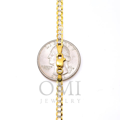 10k Hollow Yellow Gold 4mm Flat Diamond Cut Cuban Chain Available In Sizes 18