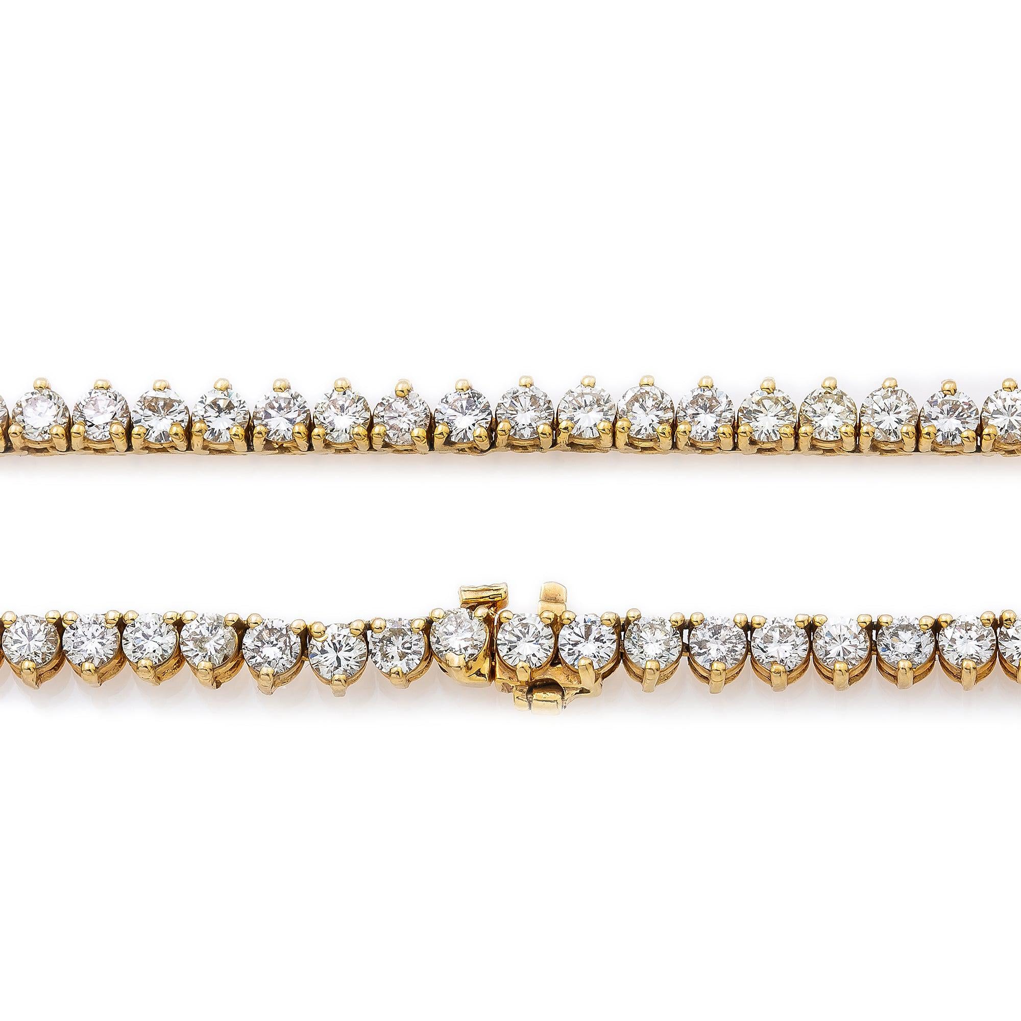14K Yellow Gold Men's Tennis Chain With 25.90 CT Diamonds