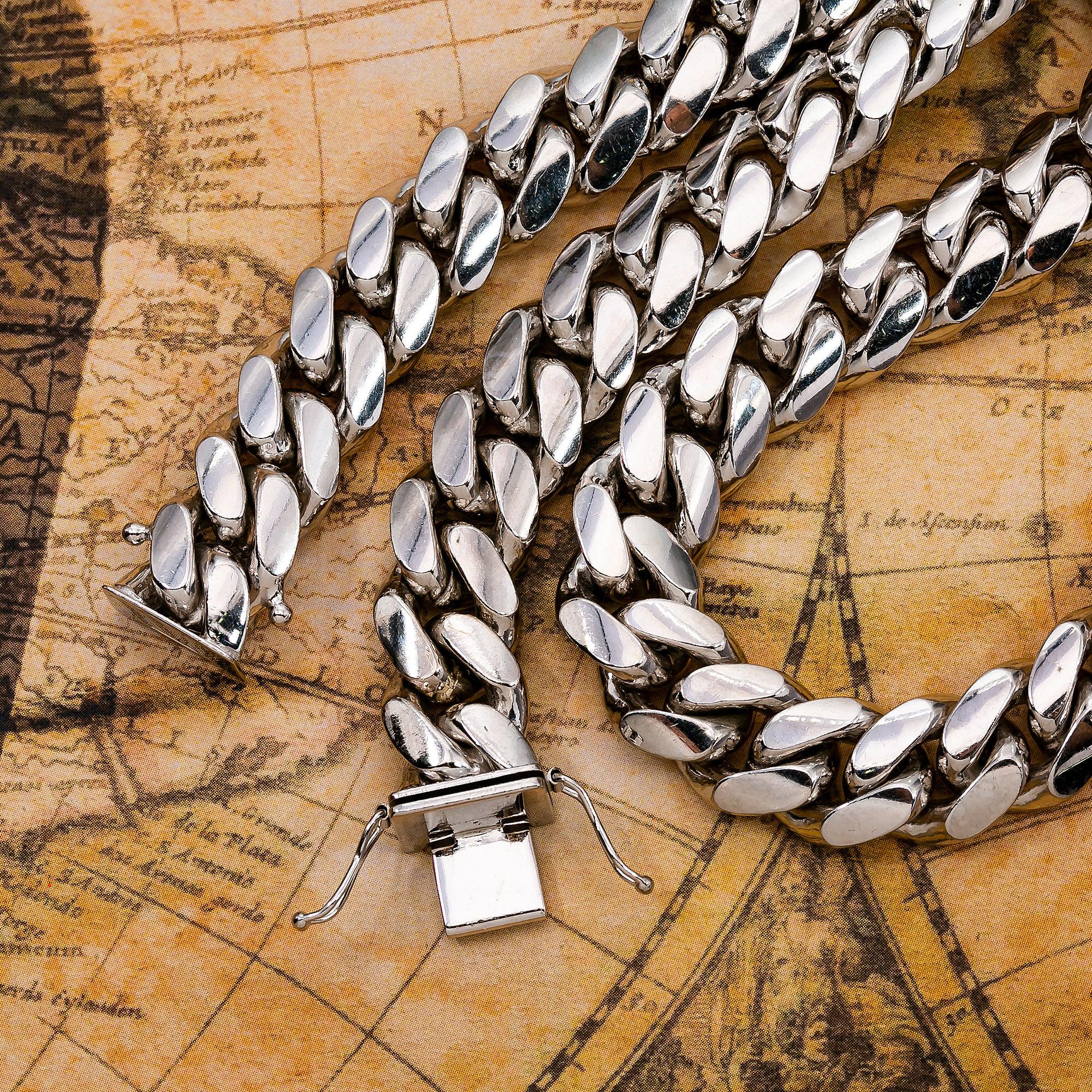 10k White Gold 11mm Solid Cuban Link Chain Available In Sizes 18"-26"