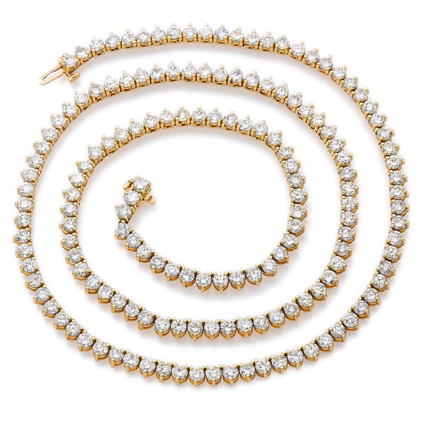 14K Yellow Gold Men's Tennis Chain With 25.90 CT Diamonds