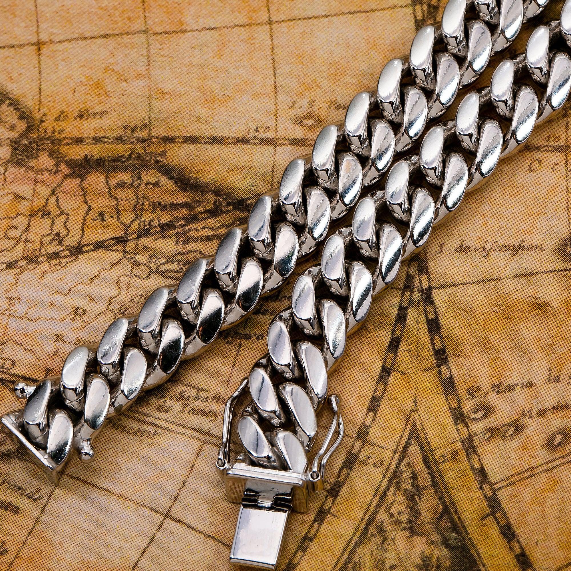 10k White Gold 8mm Solid Cuban Link Chain Available In Sizes 18"-26"