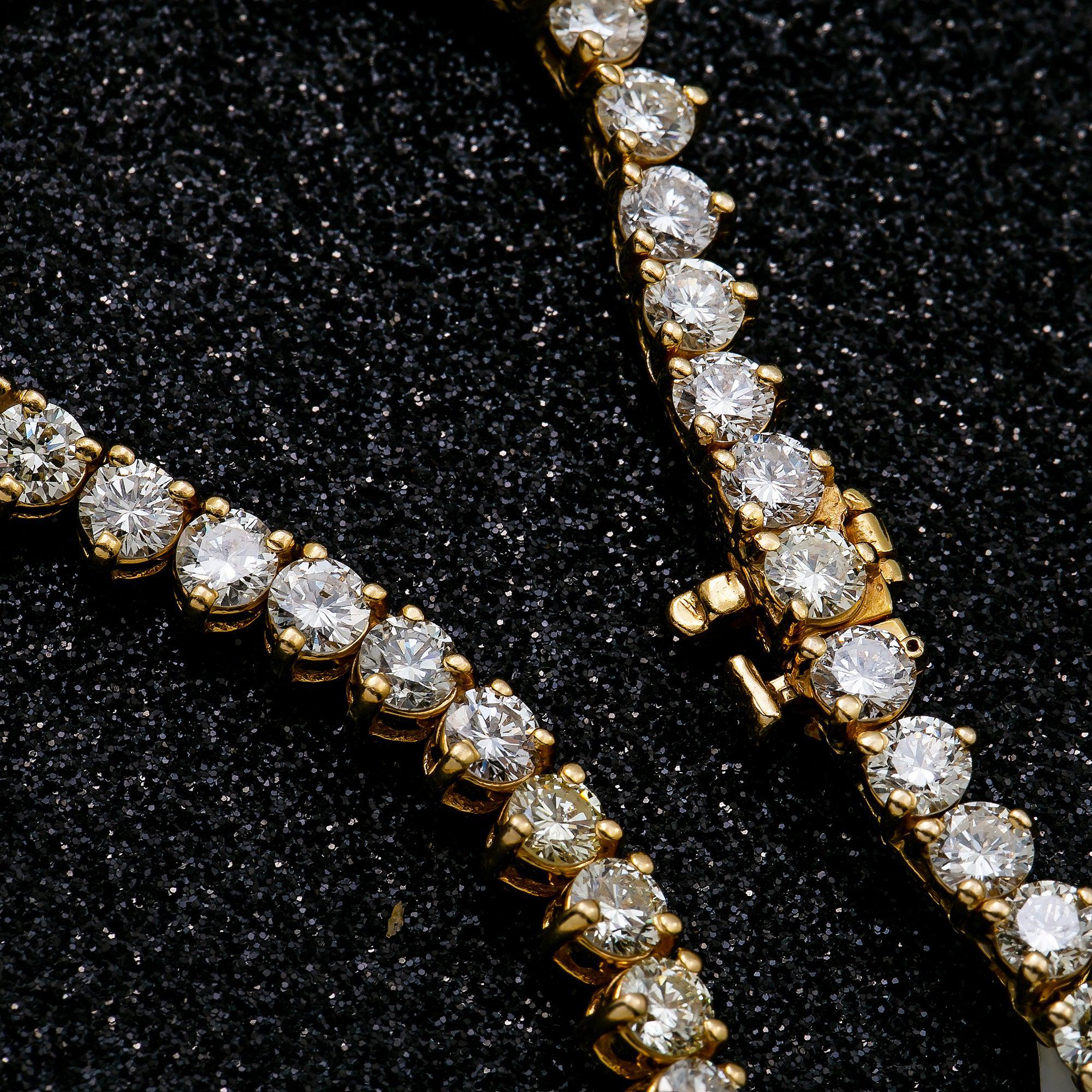 14K Yellow Gold Men's Tennis Chain With 25.90 CT Diamonds