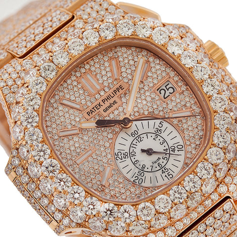 18K Rose Gold Patek Philippe Nautilus 5980/1R  40.5mm Champagne Dial Diamond Watch