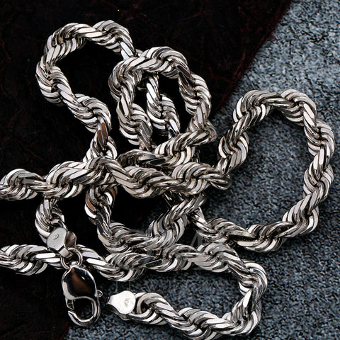 10k White Gold 8mm Rope Chain Available In Sizes 18-27 - OMI Jewelry