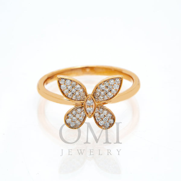 14K GOLD DIAMOND BUTTERFLY RING 0.25 CT
