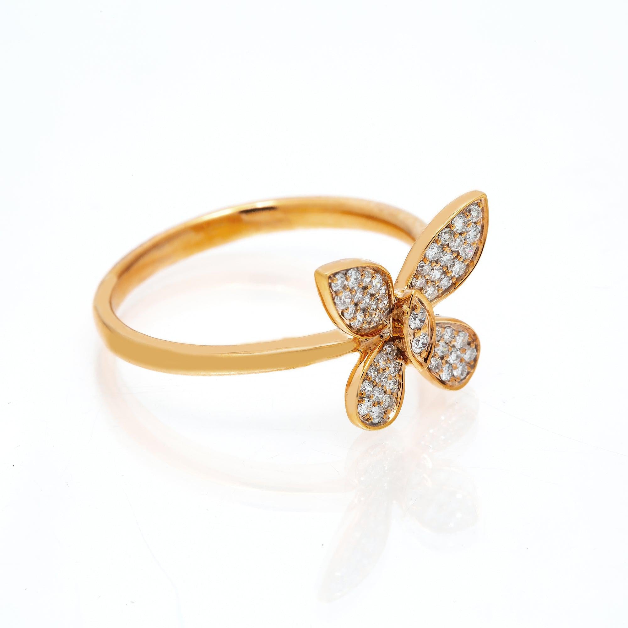 14K GOLD DIAMOND BUTTERFLY RING 0.25 CT