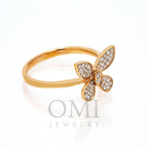 14K GOLD DIAMOND BUTTERFLY RING 0.25 CT