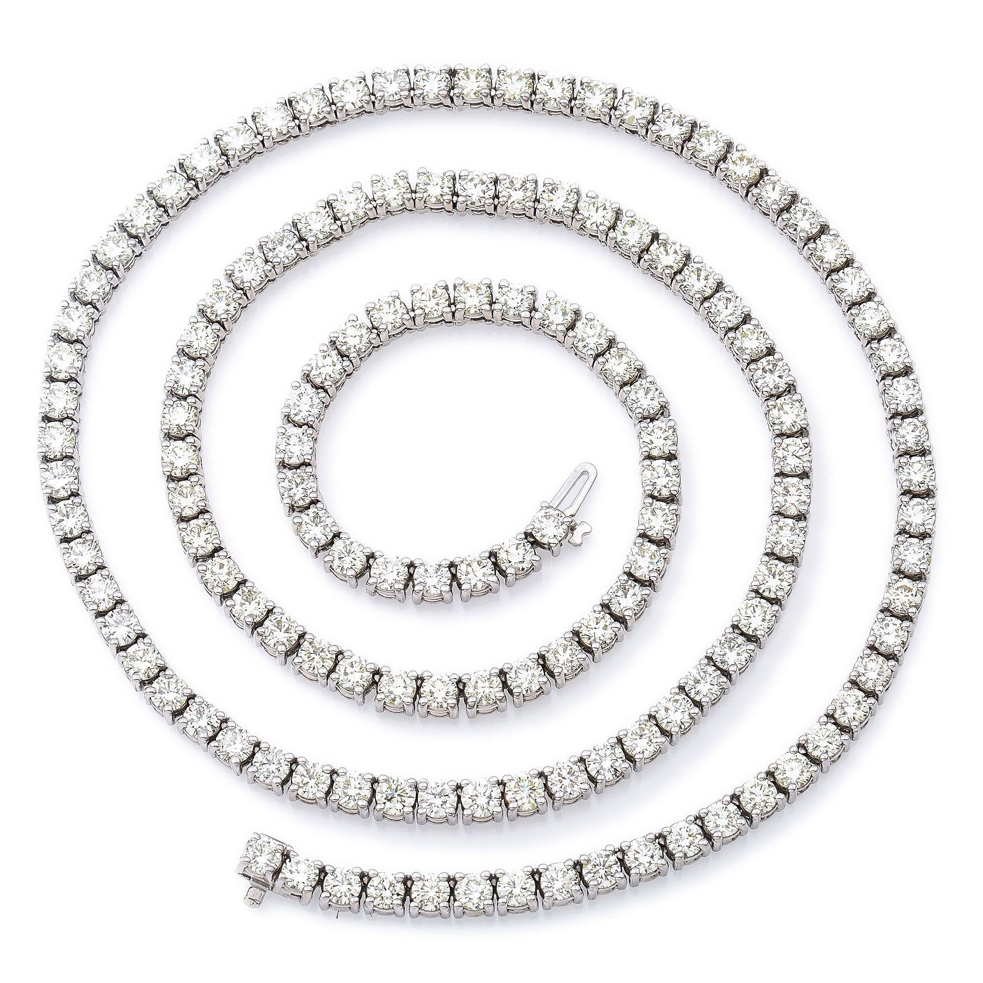 14K White Gold Tennis Chain With 36.50 CT Diamonds