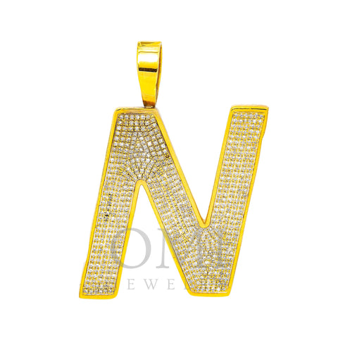 10K Yellow Gold Unisex N Letter with 1.35 CT Diamond