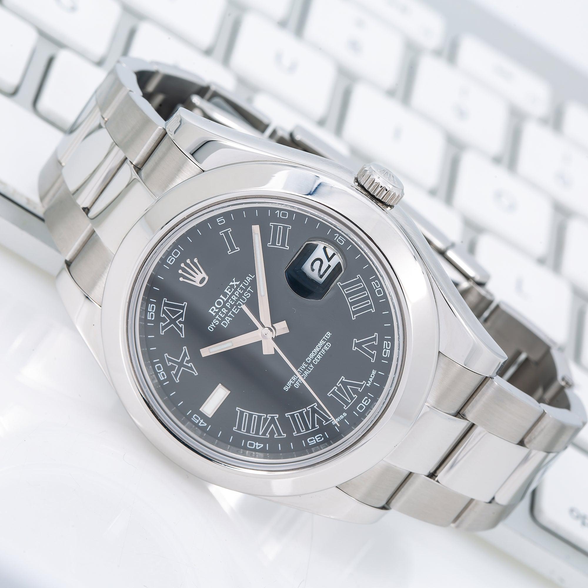 Rolex Datejust 41MM 116300 Black Roman Dial Smooth Bezel Stainless Steel Oyster Bracelet