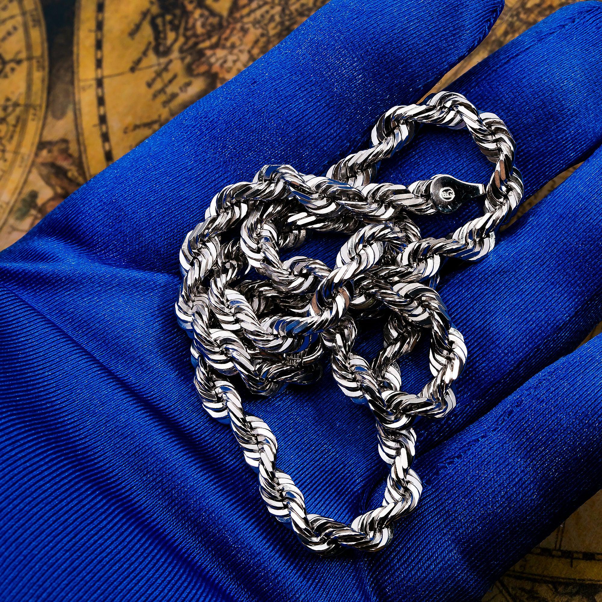 10K WHITE GOLD 6MM ROPE CHAIN