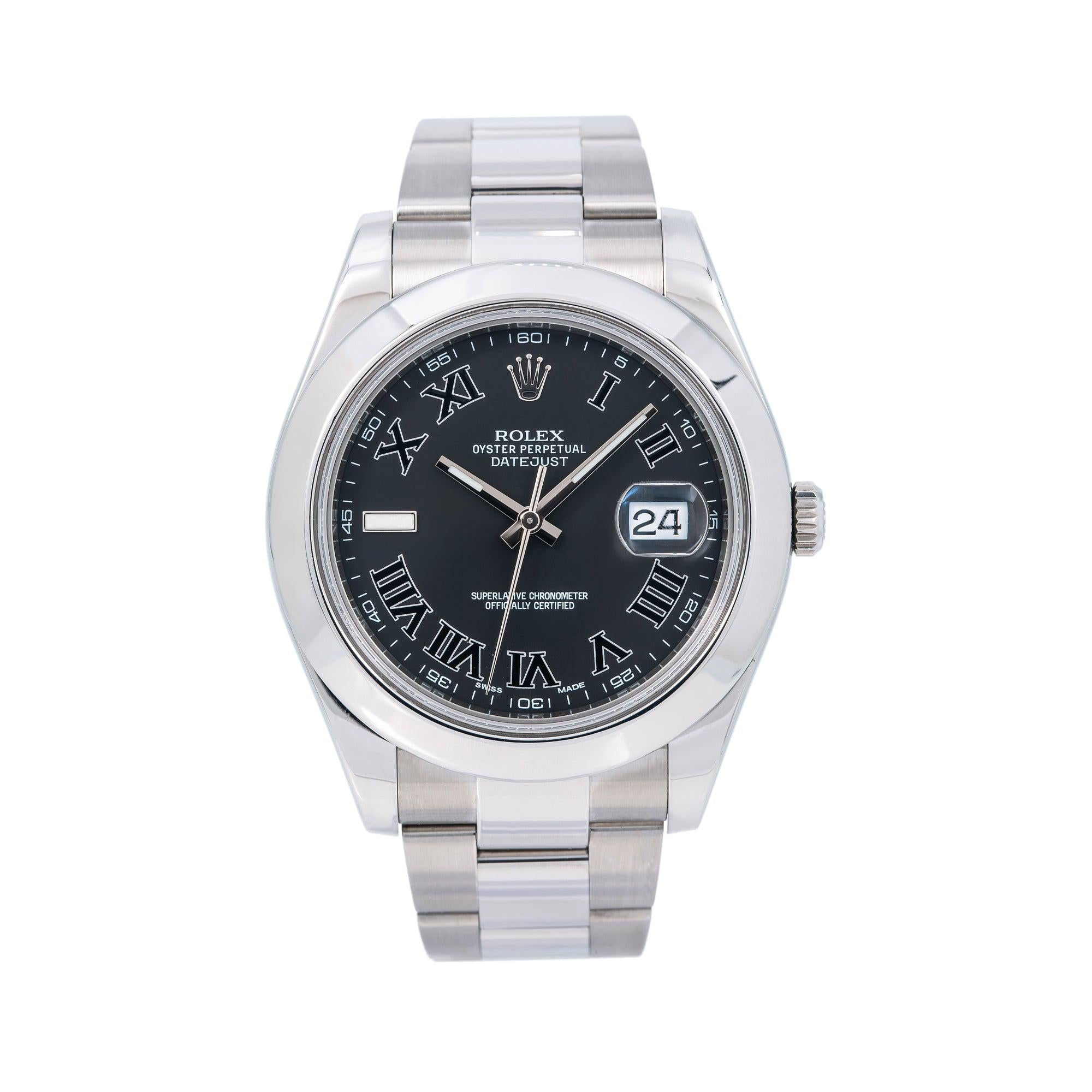 Rolex Datejust 41MM 116300 Black Roman Dial Smooth Bezel Stainless Steel Oyster Bracelet