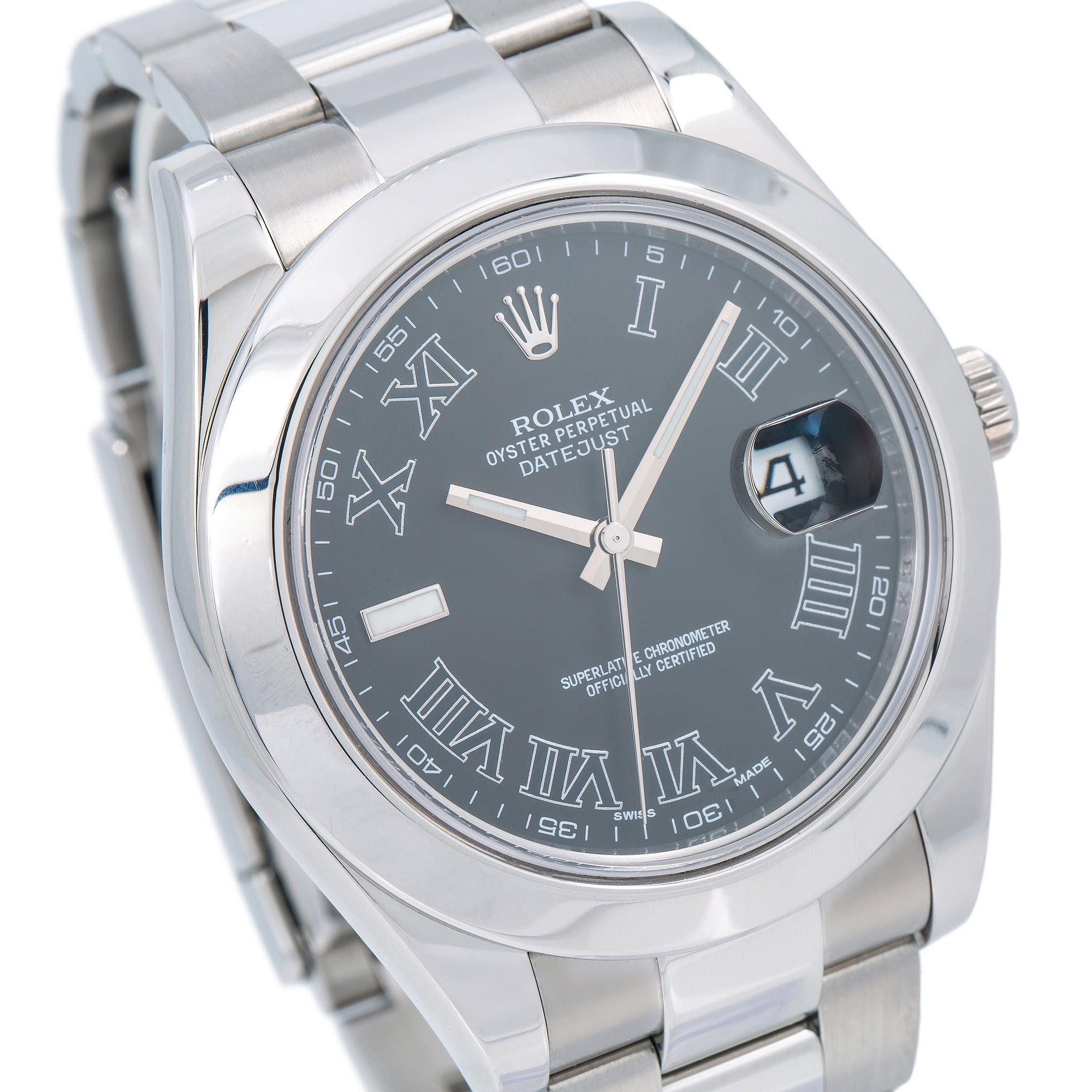Rolex Datejust 41MM 116300 Black Roman Dial Smooth Bezel Stainless Steel Oyster Bracelet