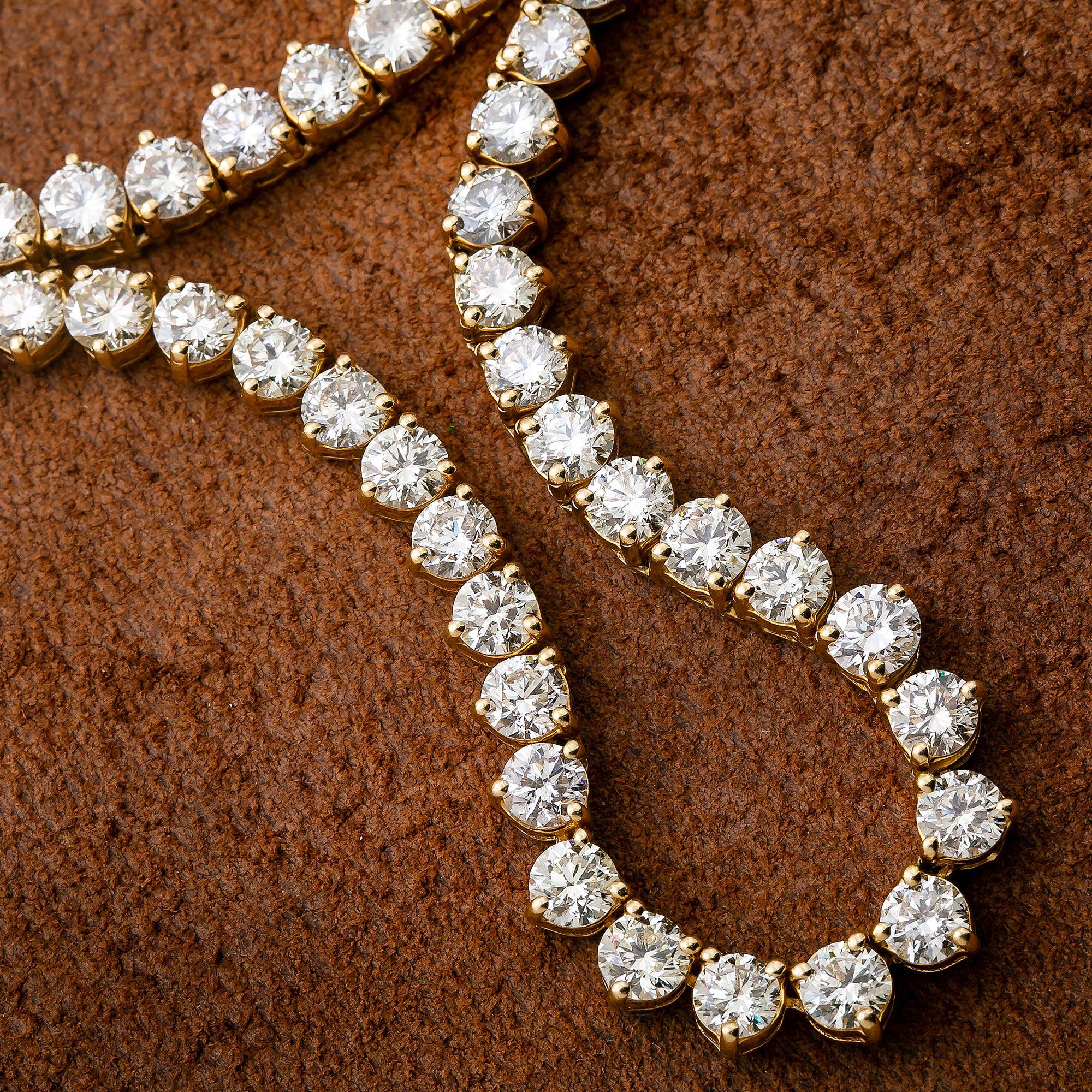 14K Yellow Gold Tennis Chain With 41.36 CT Diamonds