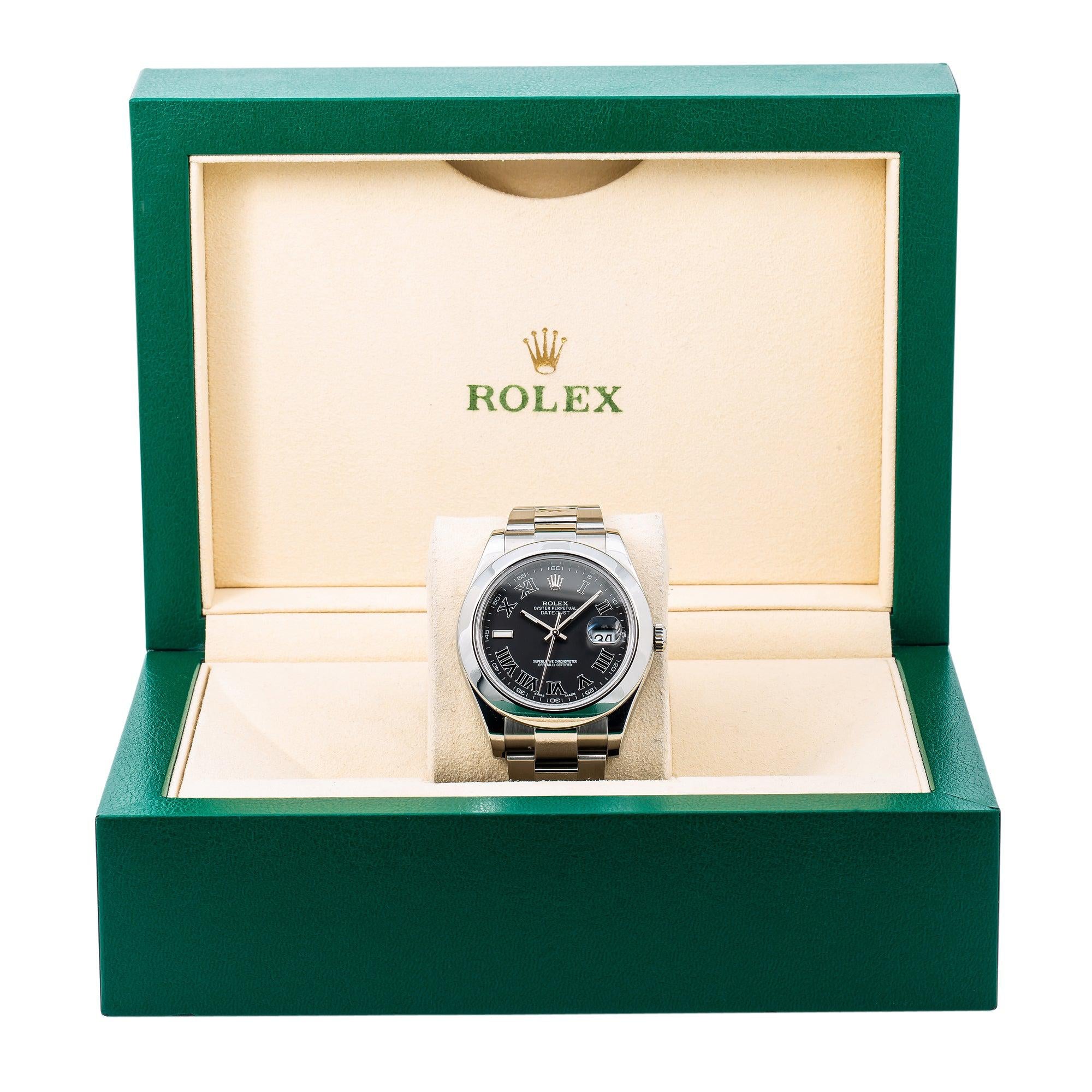 Rolex Datejust 41MM 116300 Black Roman Dial Smooth Bezel Stainless Steel Oyster Bracelet