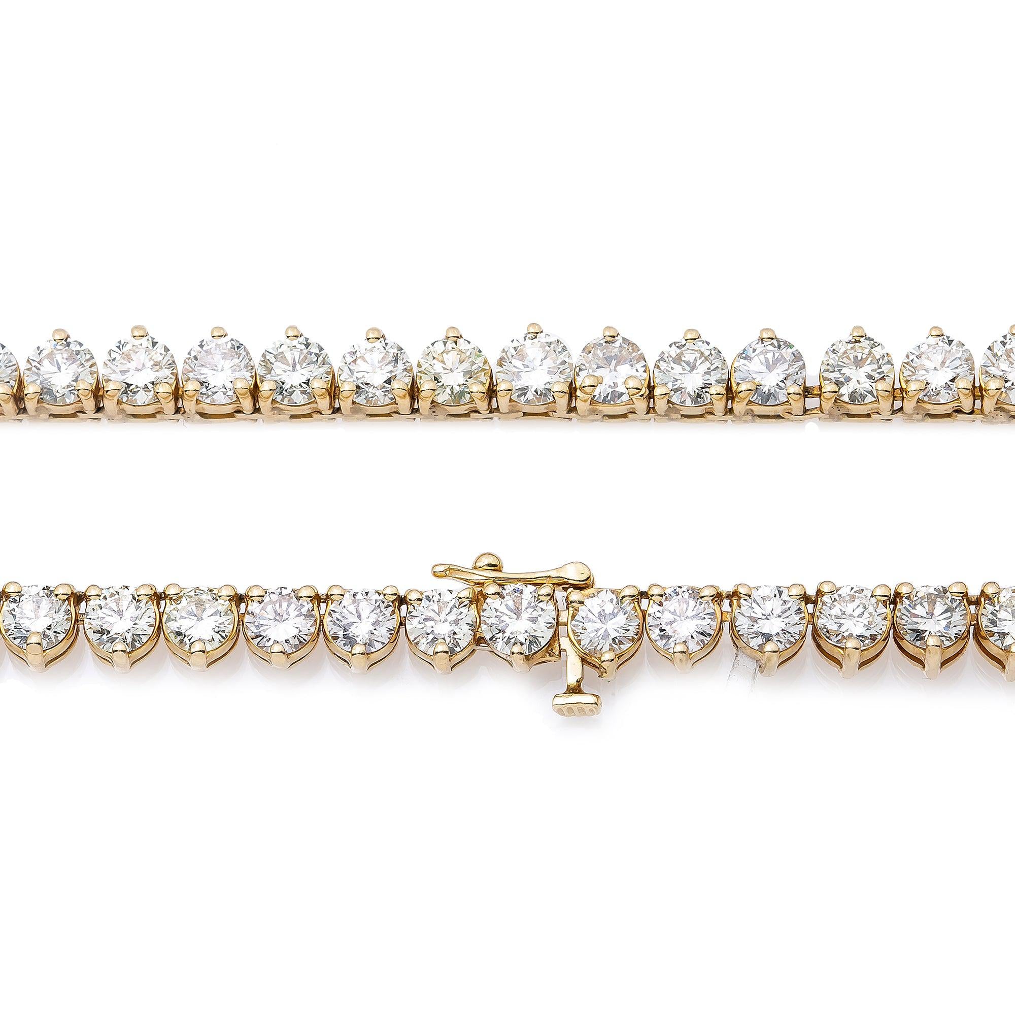 14K Yellow Gold Tennis Chain With 41.36 CT Diamonds